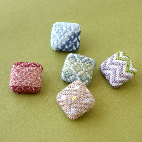 こぎんキット しおり くるみボタン こぎん107 オリムパス【KY】 キット こぎん刺し 5個セット 手作り ボタン