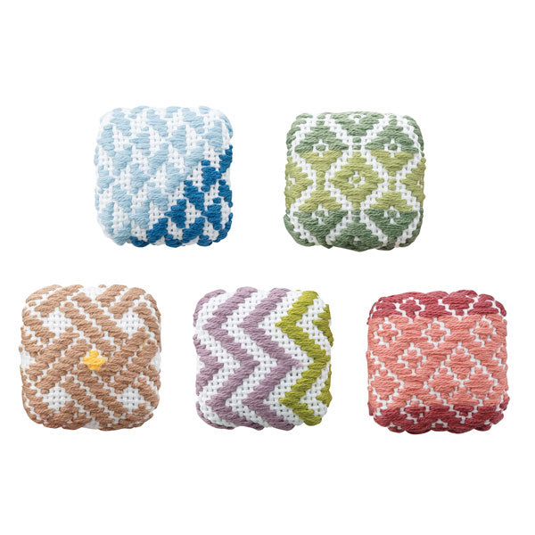 こぎんキット しおり くるみボタン こぎん107 オリムパス【KY】 キット こぎん刺し 5個セット 手作り ボタン