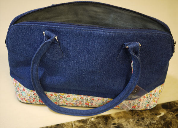 ショルダーバッグ 収納付ファブリックケース Shoulder Bag12812ニットプロ【KN】Bloom Collection (Denim + Floral print) 編み物 手あみ