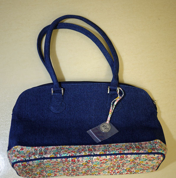 ショルダーバッグ 収納付ファブリックケース Shoulder Bag12812ニットプロ【KN】Bloom Collection (Denim + Floral print) 編み物 手あみ