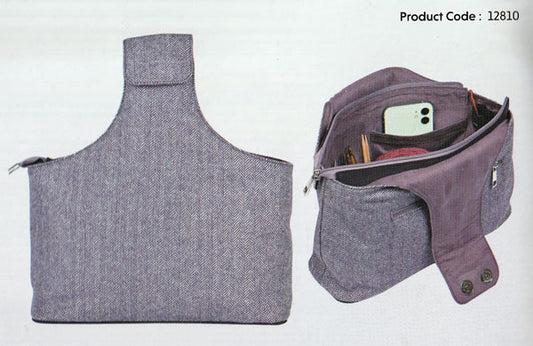 リストバッグ 収納付ファブリックケース Wrist Bag12810 ニットプロ【KN】Snug Collection (Purple Tweed + Felt) 編み物 手あみ