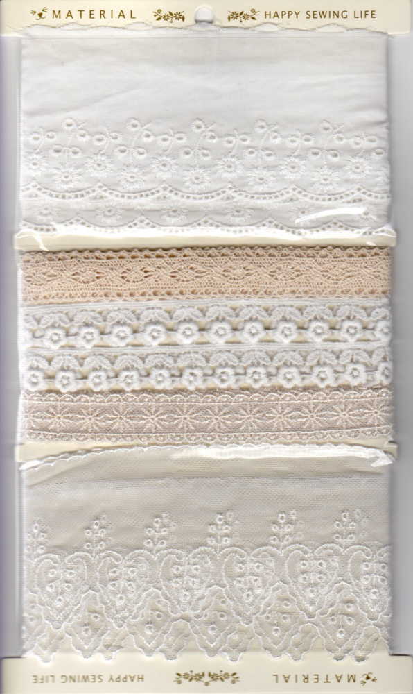 在庫限り レースコレクション C 1.2m×5種類セット 【KN】 2F-C レース 綿レース チュールレース 手芸 手芸用レース