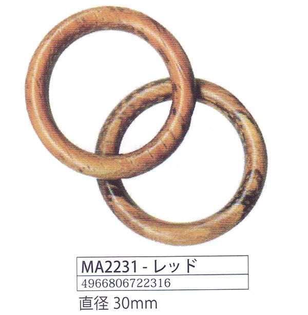 ナチュラルウッドリング MA2231 レッド メルヘンアート 【KY】 30mm 2個入 Marchenart