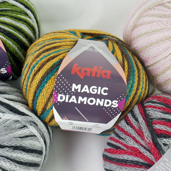 特注糸 マジックダイヤモンド MAGIC DIAMONDS パピー プーリング編み【KN】 100g KATIA 毛糸 編み物 極太 段染