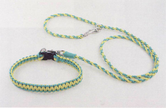 キット アウトドアコードでつくる くびわ&リード 3490 アクア×イエロー メルヘンアート 【KN】 首輪 リード 手作り