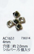 メタルビーズ 多面3mm サイズ:4mm(穴の大きさ:約2.0mm) シルバー AC1651 メルヘンアート 【KY】