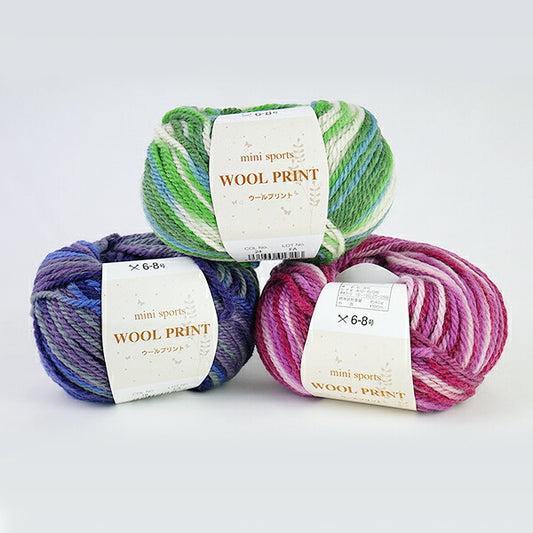 【在庫特価】 スキー毛糸 ミニスポーツ ウールプリント 4B 【KN】 毛糸 編み物 セーター ベスト マフラー 並太