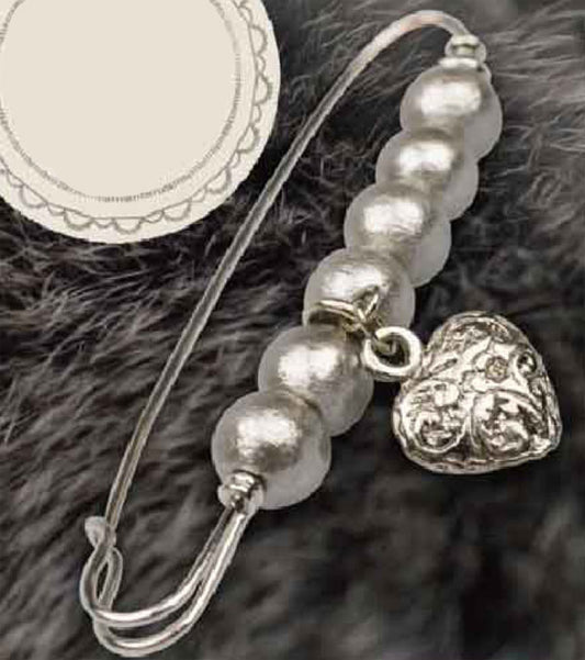 キット コットンパール ピンブローチ  ハート&シルバー BFK-332 ミユキ 【KY】 MIYUKI ビーズキット カブトピン ショールピン