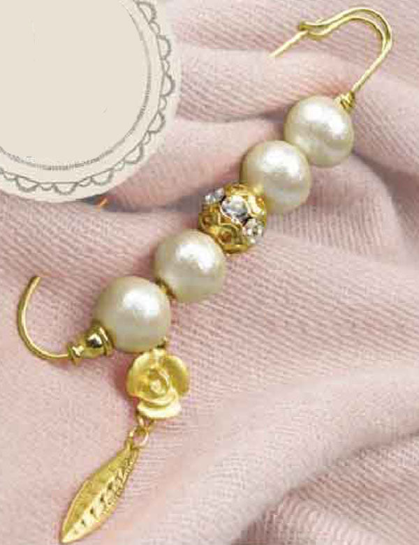 キット コットンパール ピンブローチ リーフ&バラゴールド BFK-335 ミユキ 【KY】 MIYUKI ビーズキット カブトピン ショールピン