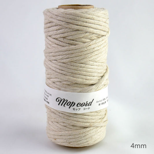 モップコード 4mm 約50m 生成 841-L  メルヘンアート 【KY】 サマーヤーン ロープ マクラメ 毛糸 編み物