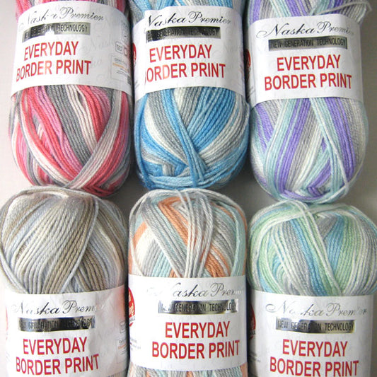 エブリデイ ボーダープリント 内藤商事 【KY】 100g巻 毛糸 編み物 並太 段染 靴下 ソックス アンチピリング