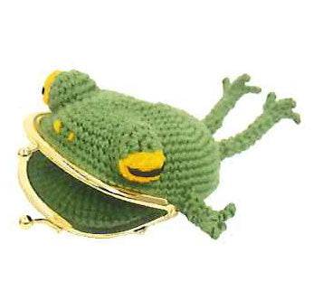 キット かえるのがまぐち HT-15A(3448) 黄緑 内藤商事 【KN】 編みぐるみ あみぐるみ 毛糸 編み物 エルタデザイン