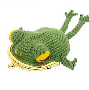 キット かえるのがまぐち HT-15A(3448) 黄緑 内藤商事 【KN】 編みぐるみ あみぐるみ 毛糸 編み物 エルタデザイン