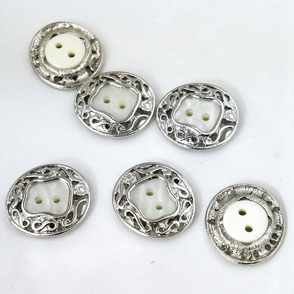 メタルボタン シルバー 214 25mm 1個 【KN】 尾玉 昭和レトロ かわいい ヴィンテージ風 モダン