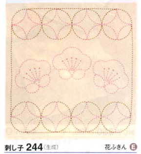 刺し子キット 花ふきん 梅と丸七宝 244 (布地:生成) オリムパス 【KY】Olympus 刺し子 手芸