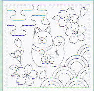 花ふきん 布パック 戌とさくら H-1044 (布地:白) オリムパス 【KY】 Olympus 刺し子 手芸 手づくり