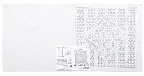 花ふきん 布パック Sakura サクラ H-1107 (布地:白) オリムパス 【KY】 La bouquetiere Olympus 刺し子 手芸 桜