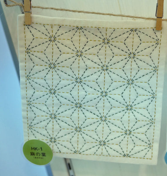 刺し子キット ハンカチ iine 麻の葉 HK-1 (布地:白) オリムパス 【KY】ガーゼハンカチ 刺し子 キット刺し子