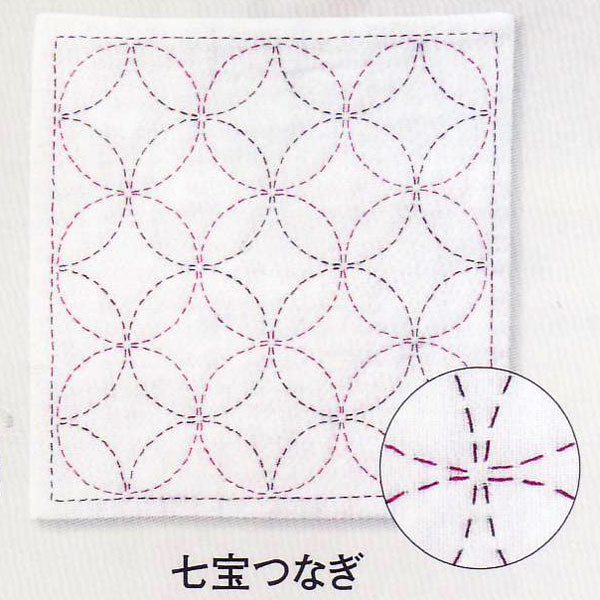 刺し子キット ハンカチ iine 七宝つなぎ HK-2 (布地:白) オリムパス 【KY】ガーゼハンカチ 刺し子 キット刺し子