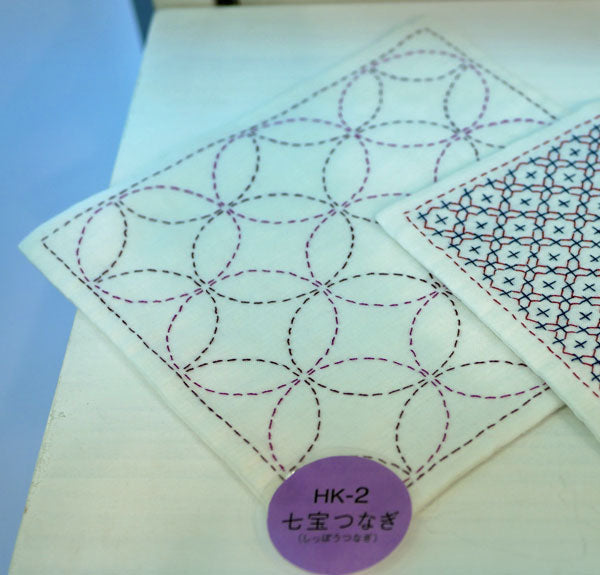 刺し子キット ハンカチ iine 七宝つなぎ HK-2 (布地:白) オリムパス 【KY】ガーゼハンカチ 刺し子 キット刺し子