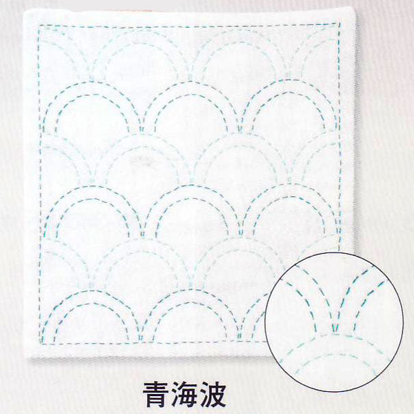 刺し子キット ハンカチ iine 青海波 HK-3 (布地:白) オリムパス 【KY】ガーゼハンカチ 刺し子 キット刺し子