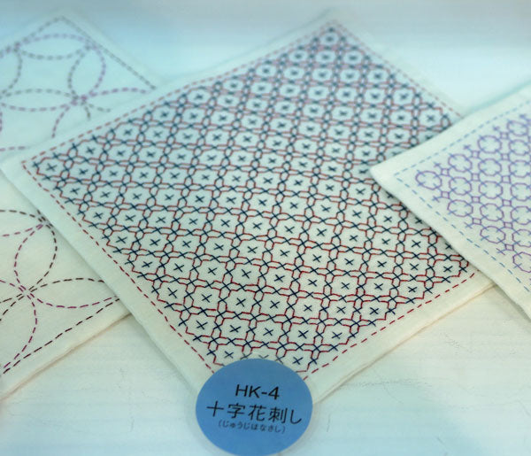 刺し子キット ハンカチ iine 十字花刺し HK-4 (布地:白) オリムパス 【KY】ガーゼハンカチ 刺し子 キット刺し子