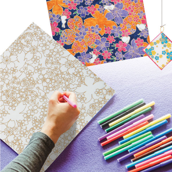 在庫限り 花ぬりえ 花見うさぎ HN-6 オリムパス 【KN】 ちりめん布 ぬのぬりえ 巾着 小物入れ 生産終了(24/4)