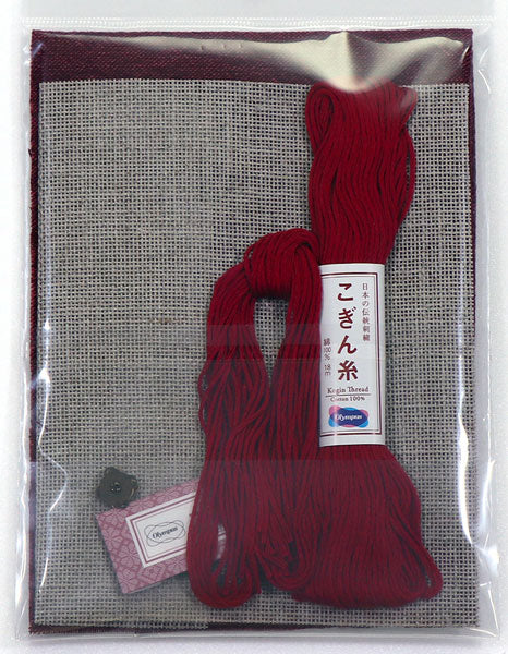 こぎんキット カード入れ 真紅色 こぎん97 オリムパス【KY】 キット こぎん刺し ザ・手仕事 先染木綿