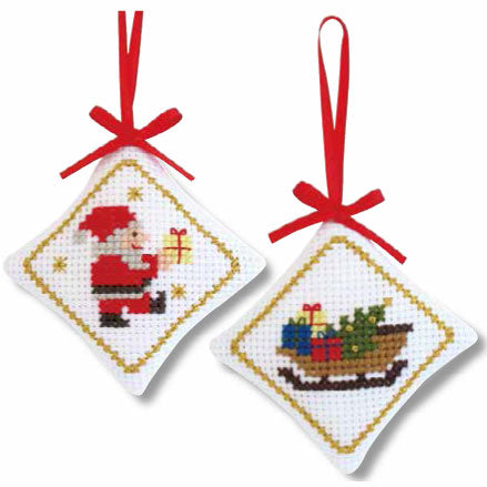 キット サンタ&ソリ オーナメント X-90 オリムパス 【KY】 クリスマス クロスステッチキット 刺しゅう