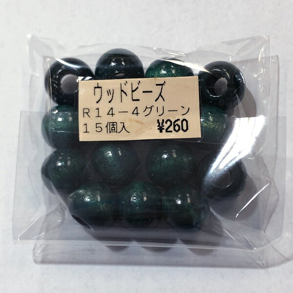 【店頭特価】TOHO ウッドビーズ グリーン 14mm R14-4【KN】: