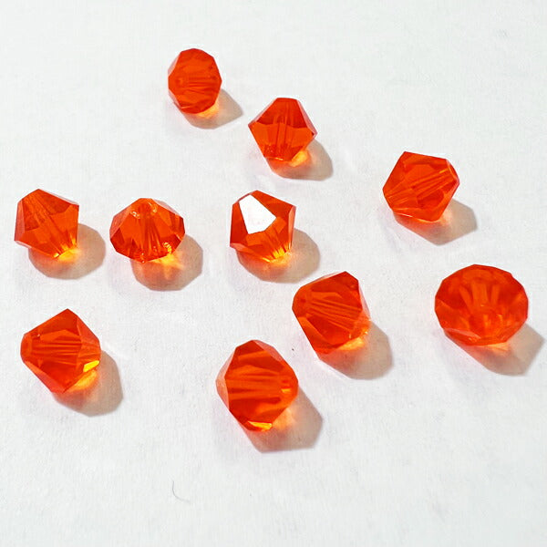 【在庫大特価】高品質ガラスカットビーズ ソロバン型 6mm レッドトパーズ 10個入り【KN】:クリスタルガラス アクセサリー ビーズ手芸