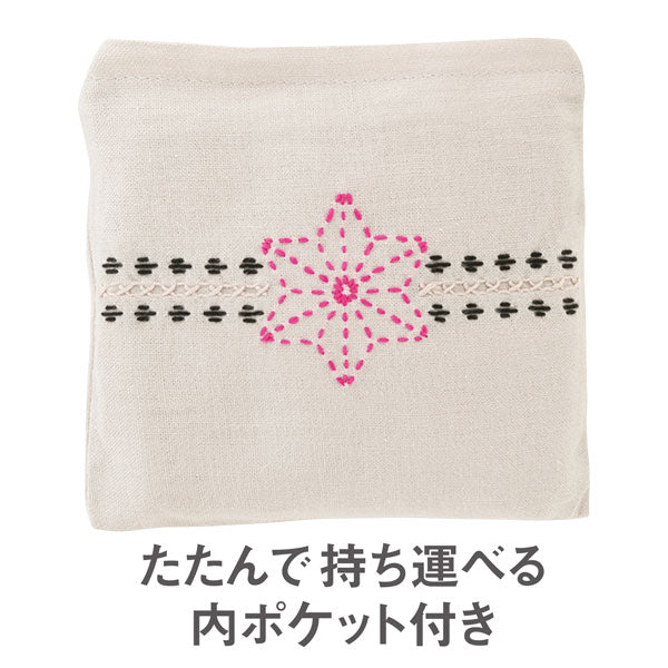 刺し子のエコバッグキット La bouquetiere ピンクコスモス SK-442 【KY】 オリムパス 刺し子 キット