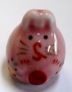 陶玉びーず うさぎピンク sun02 2F-C 【KN】 縁起玉 通し穴開き 兎 和風 ハンドメイド 手芸