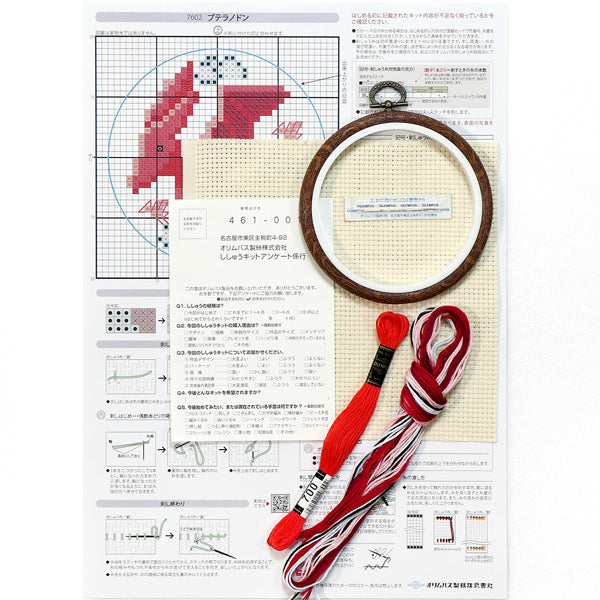 キット プテラノドン 7602 オリムパス 【KY】 刺しゅうキット クロスステッチ 専用フープ付