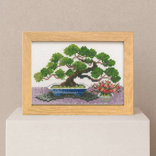 キット 1月 錦松と寒木瓜 7612 オリムパス BONSAI【KY】 刺しゅうキット クロスステッチ クロス針 フレーム付