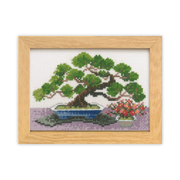 キット 1月 錦松と寒木瓜 7612 オリムパス BONSAI【KY】 刺しゅうキット クロスステッチ クロス針 フレーム付