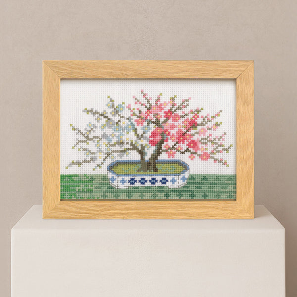 キット 2月 紅白梅 7613 オリムパス BONSAI【KY】 刺しゅうキット クロスステッチ クロス針 フレーム付