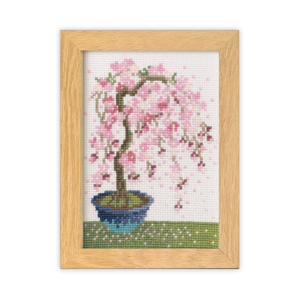 キット 3月 枝垂れ桜 7614 オリムパス BONSAI【KY】 刺しゅうキット クロスステッチ クロス針 フレーム付