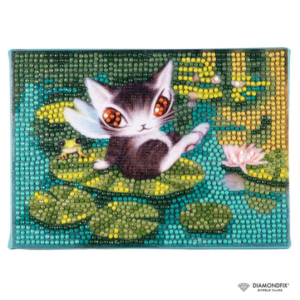 ダイヤモンドフィックス 猫のダヤン お寝坊な睡蓮 DF2L-wf003【KN】ビーズ絵キット ダイヤモンドアート