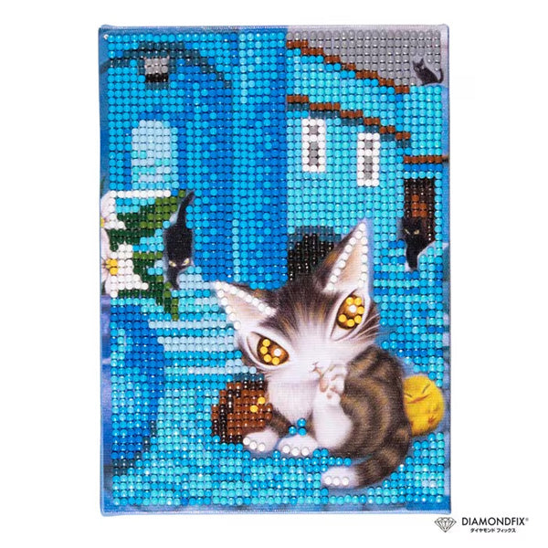 ダイヤモンドフィックス 猫のダヤン 黒猫のいる青い街 DF2L-wf006【KN】ビーズ絵キット ダイヤモンドアート