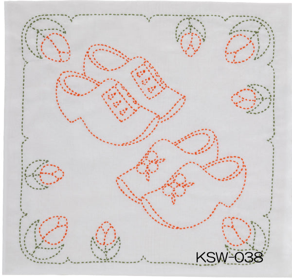 刺し子キット SASHIKO WORD オランダ 木靴 KSW-038 チューリップ 【KY】 Tulip 刺し子 手芸 手づくり 花ふきん