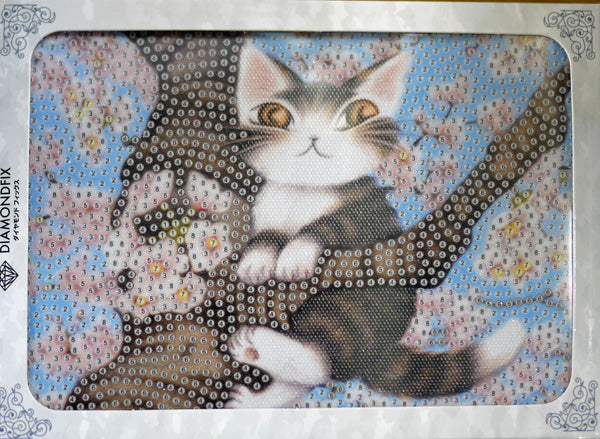 ダイヤモンドフィックス 猫のダヤン 桜色の風がヒゲを揺らす DF2L-wf002【KN】ビーズ絵キット ダイヤモンドアート