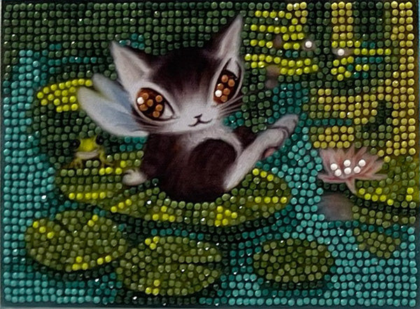ダイヤモンドフィックス 猫のダヤン お寝坊な睡蓮 DF2L-wf003【KN】ビーズ絵キット ダイヤモンドアート