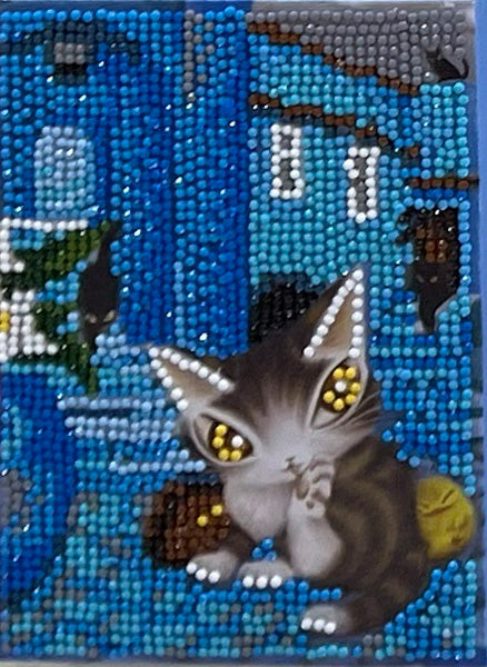 ダイヤモンドフィックス 猫のダヤン 黒猫のいる青い街 DF2L-wf006【KN】ビーズ絵キット ダイヤモンドアート
