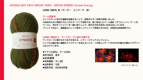 新製品 エンバーズ DK SIRDAR EMBERS DK DMC 【KY】F266 100g大巻 毛糸 編み物 並太