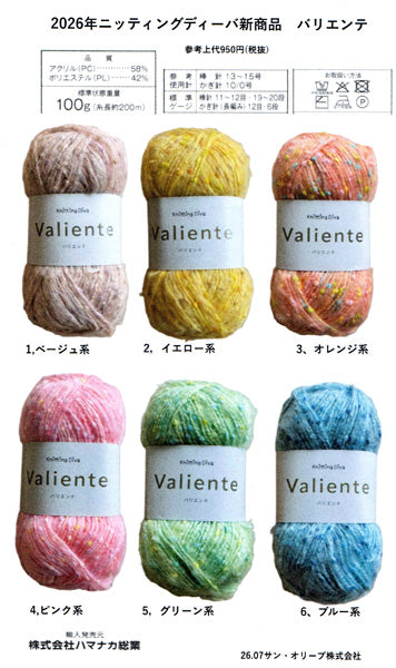 バリアンテ Valiente ハマナカ【KN】ニッティングディーバ 毛糸 100g大玉