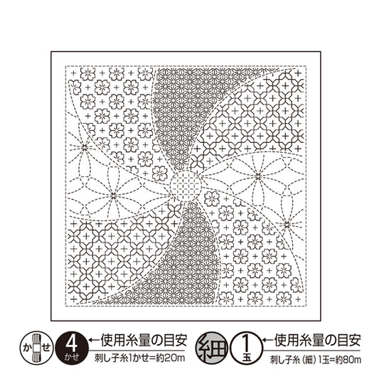 花ふきん 布パック 花手毬 Hana Temari H1144 （布地：白） オリムパス 【KY】 Olympus 刺し子 手芸 手づくり