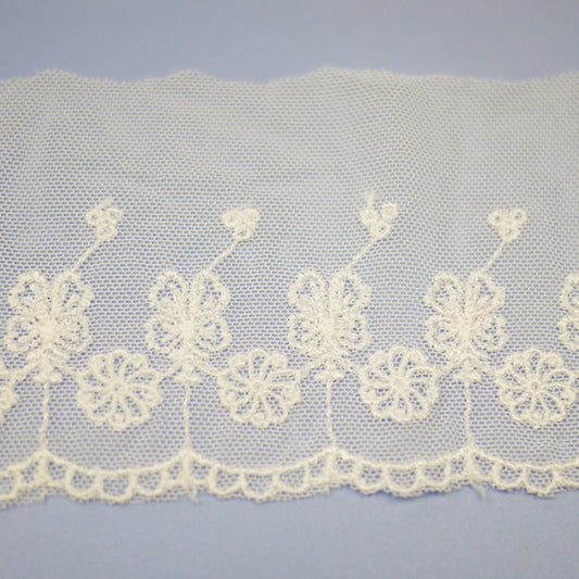 在庫処分 チュールレース No.279 約1m 【KN】 レース 綿レース チュールレース 手芸 手芸用レース