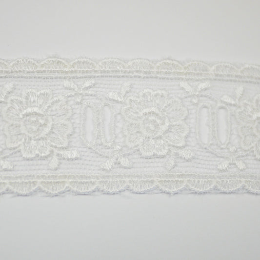 在庫処分 チュールレース No.6452 約1m 【KN】 レース 綿レース チュールレース 手芸 手芸用レース