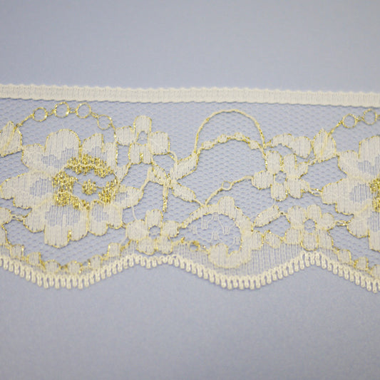 在庫処分 チュールレース No.9036 約10m 【KN】 レース 綿レース チュールレース 手芸 手芸用レース